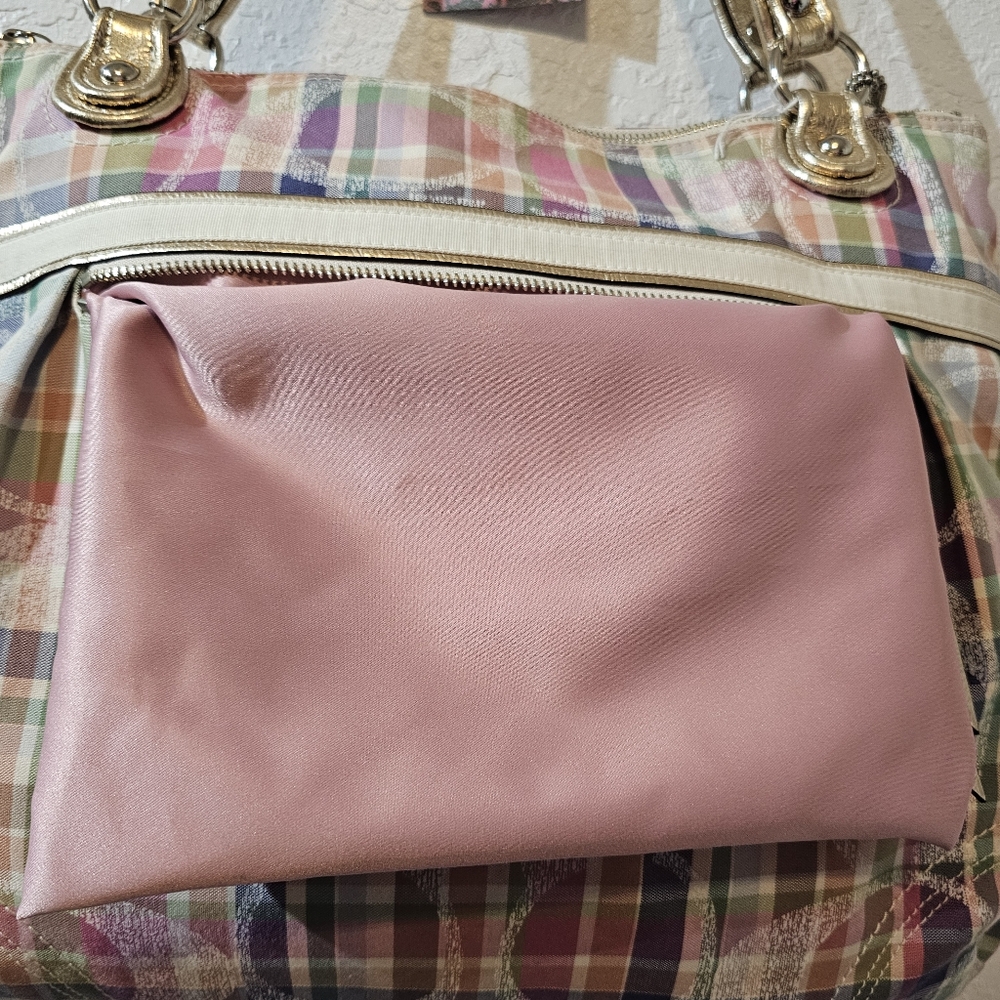 WOMEN'S G.U. RETIRED COACH MADRAS  MULTI PLAID SHOULDER BAG - Picture 7 of 14